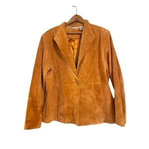 VTG Laura Ashley Academia Burnt Orange Genuine Leather Lined Jacket Blazer L